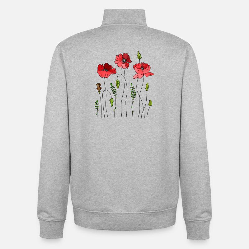 Fleur - Sweat zippé unisexe en coton bio Stanley/Stella - gris chiné