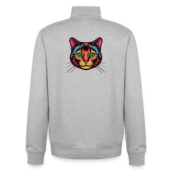 Chat coloré Pop Art Visage - Sweat zippé unisexe en coton bio Stanley/Stella - gris chiné - Dos - AI Model Male 185 light (185cm)