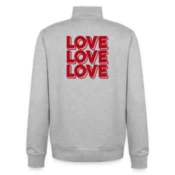 Typographie de l’amour rétro - Sweat zippé unisexe en coton bio Stanley/Stella - gris chiné - Dos - AI Model Male 185 light (185cm)