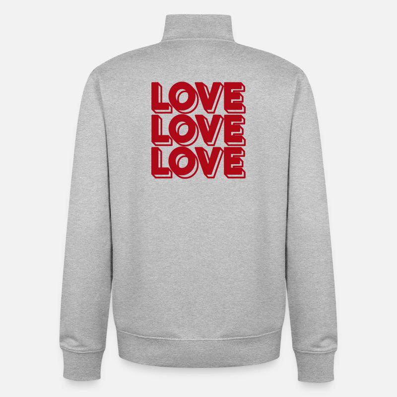 Retro Love Typografie - Unisex Organic Zip Sweatshirt von Stanley/Stella - Grau meliert