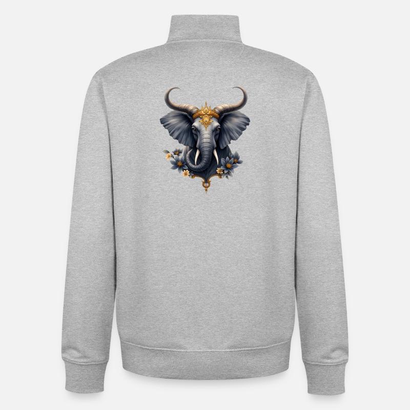 Fleur Bleue Éléphant Impériale - Sweat zippé unisexe en coton bio Stanley/Stella - gris chiné