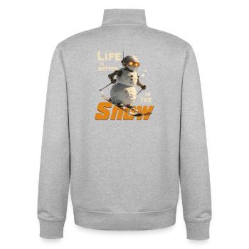 Aventure de Snowman Ski - Sweat zippé unisexe en coton bio Stanley/Stella - gris chiné - Dos - AI Model Male 185 light (185cm)