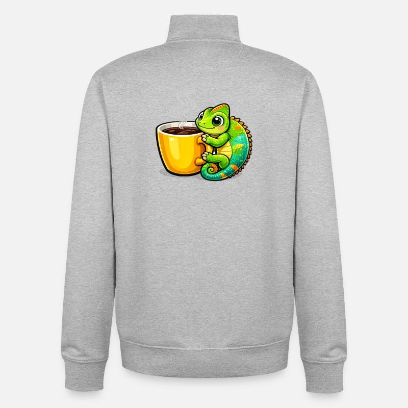 Câlin du Dragon du Café - Sweat zippé unisexe en coton bio Stanley/Stella - gris chiné