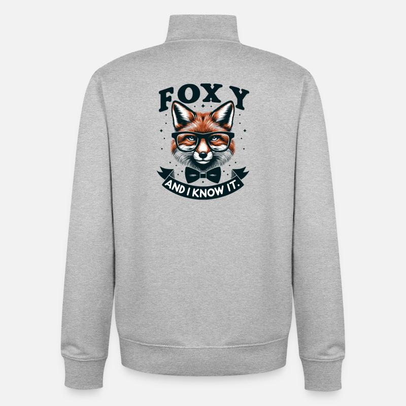 Nœud papillon Foxy Nerd - Sweat zippé unisexe en coton bio Stanley/Stella - gris chiné