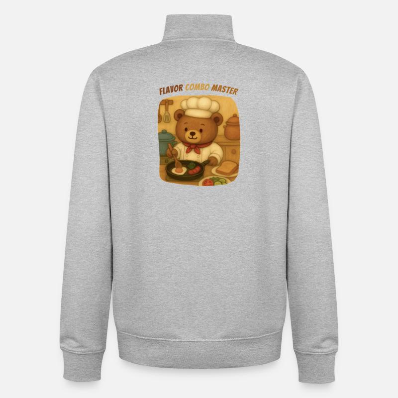 Teddybär im Kochkostüm - Unisex Organic Zip Sweatshirt von Stanley/Stella - Grau meliert