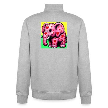 Elephant with Heart and Hearts - Unisex Organic Zip Sweatshirt by Stanley/Stella - heather grey - Back - AI Model Male 185 light (185cm)