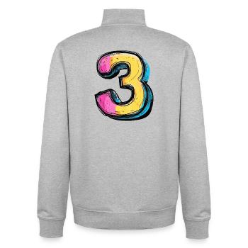 3 Number Colorful - Unisex Organic Zip Sweatshirt by Stanley/Stella - heather grey - Back - AI Model Male 185 light (185cm)