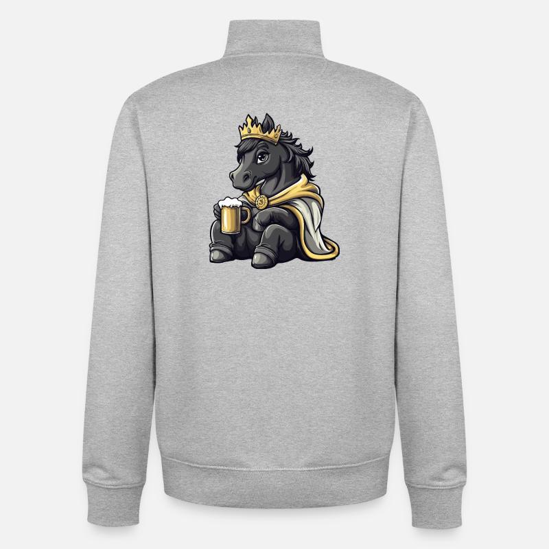 Pferd Bier König - Unisex Organic Zip Sweatshirt von Stanley/Stella - Grau meliert
