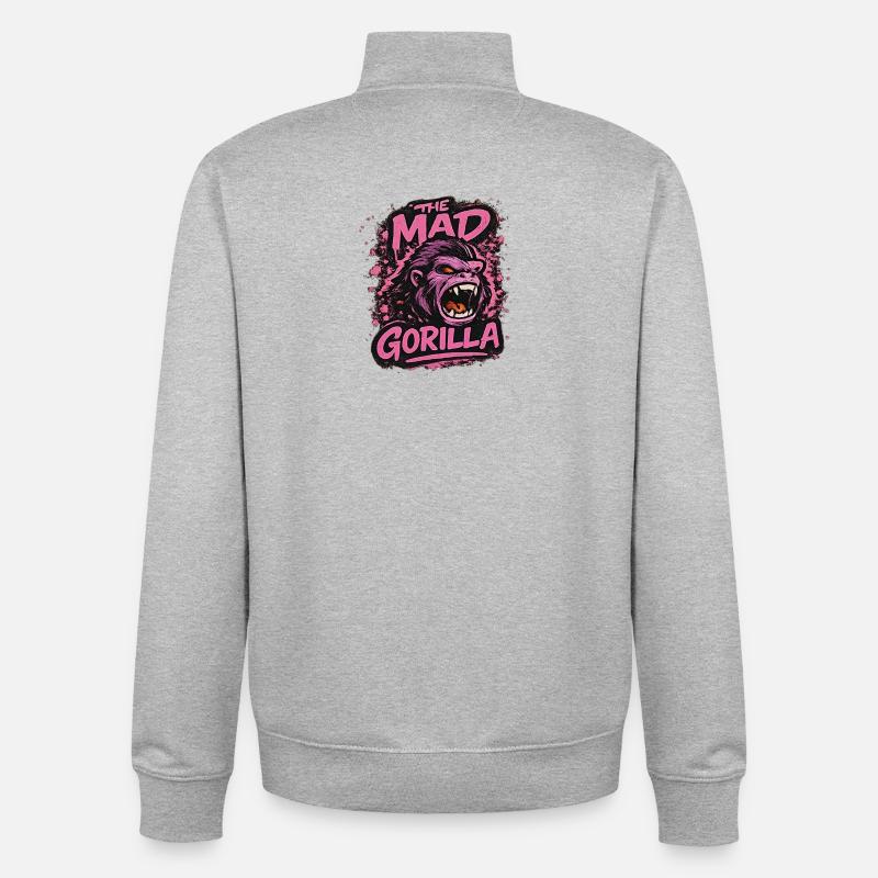 The angry gorilla - Unisex Organic Zip Sweatshirt by Stanley/Stella - heather grey