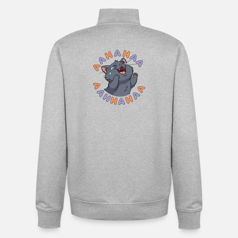 Explosion du chat rieur - Sweat zippé unisexe en coton bio Stanley/Stella - gris chiné