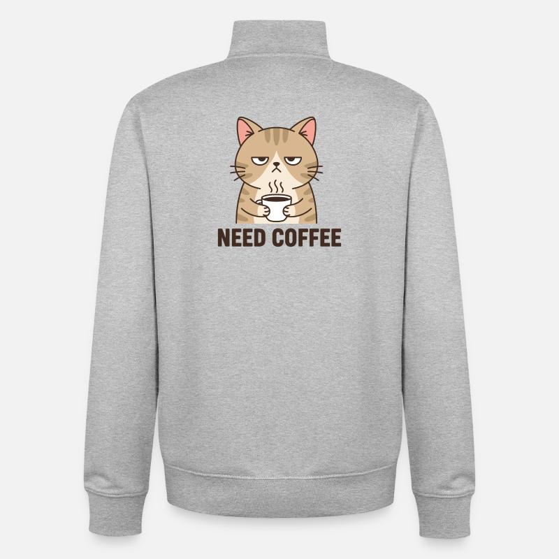Kaffee Wütende Katze - Unisex Organic Zip Sweatshirt von Stanley/Stella - Grau meliert