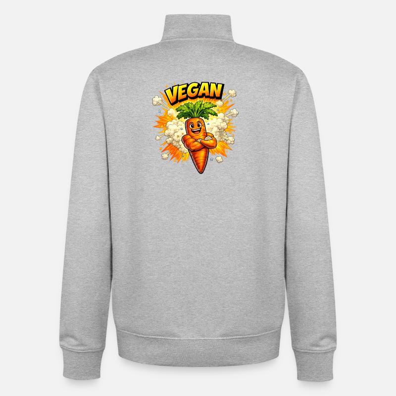 Fröhliche Karotte – Pflanzlicher Genuss - Unisex Organic Zip Sweatshirt von Stanley/Stella - Grau meliert