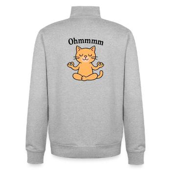 Ohmmmm Yoga Chat Détendu Méditation Design - Sweat zippé unisexe en coton bio Stanley/Stella - gris chiné - Dos - AI Model Male 185 light (185cm)