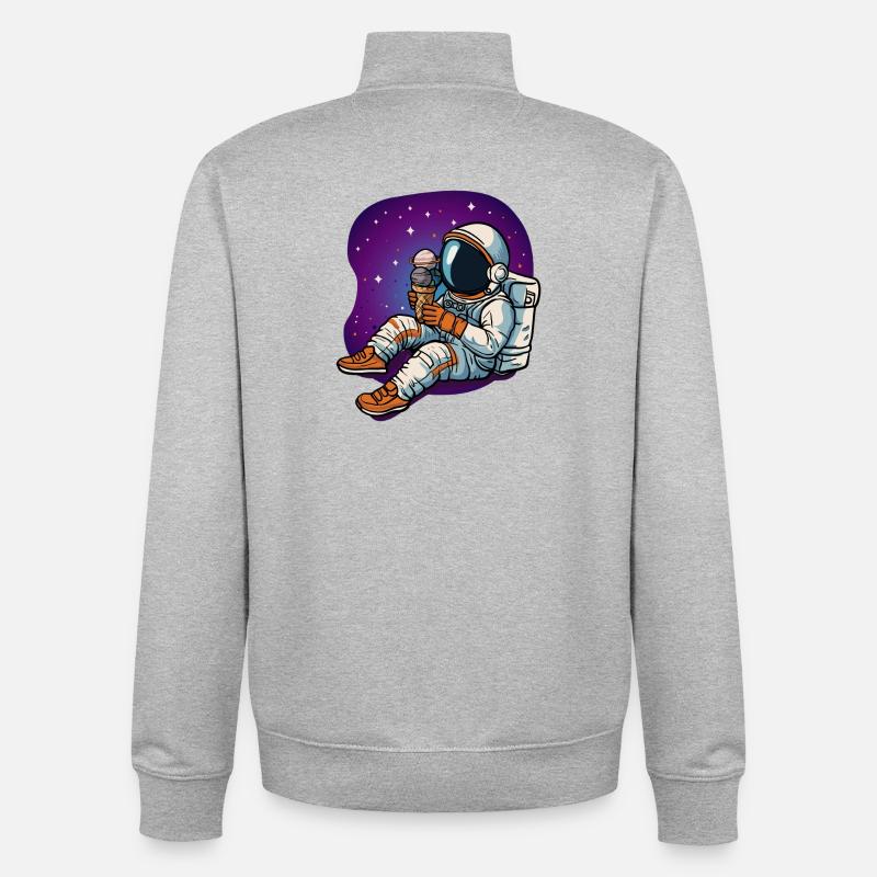 Astronaute spatial dégustant une glace - Sweat zippé unisexe en coton bio Stanley/Stella - gris chiné