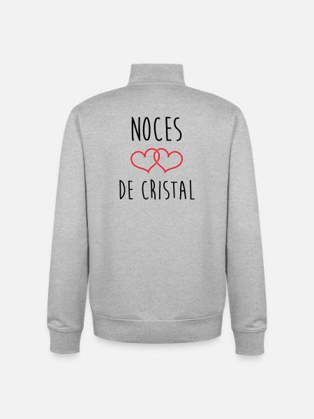 Crystal Wedding 15 Years of Marriage - Unisex Organic Zip Sweatshirt by Stanley/Stella - heather grey