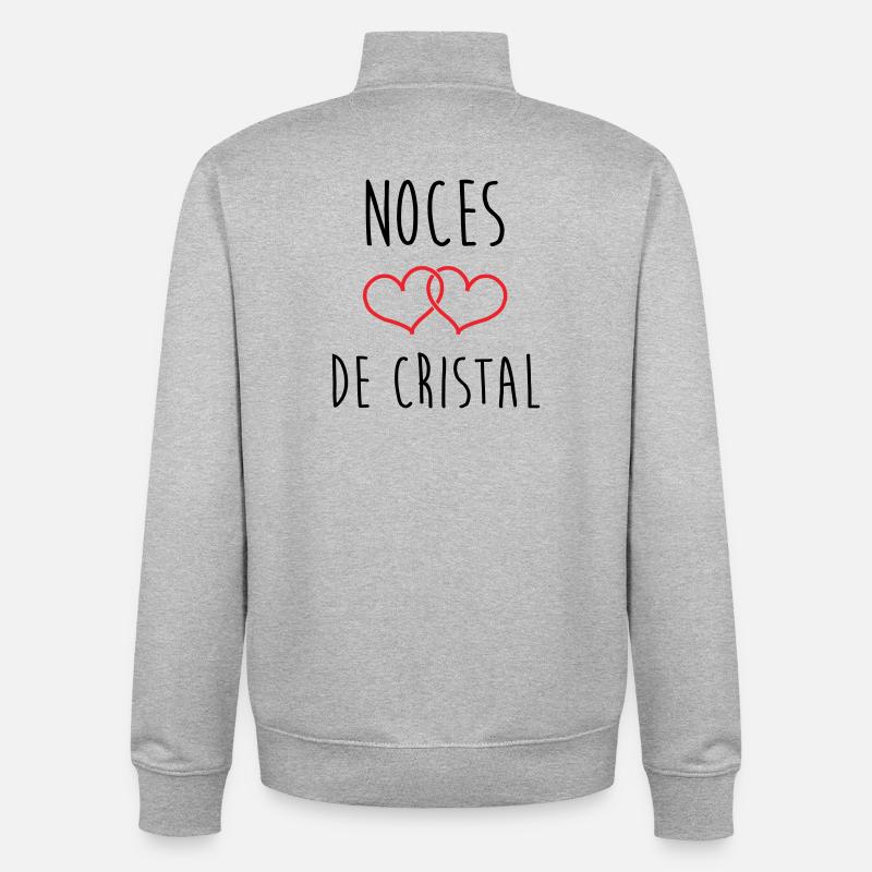 Crystal Wedding 15 Jahre Ehe - Unisex Organic Zip Sweatshirt von Stanley/Stella - Grau meliert