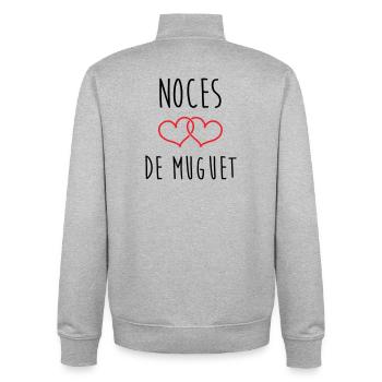 Lily of the Valley Wedding 13 years of marriage - Unisex Organic Zip Sweatshirt by Stanley/Stella - heather grey - Back - AI Model Male 185 light (185cm)