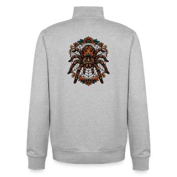 Tarantula Fire Flames Spider Web Pattern Motif - Unisex Organic Zip Sweatshirt by Stanley/Stella - heather grey - Back - AI Model Male 185 light (185cm)