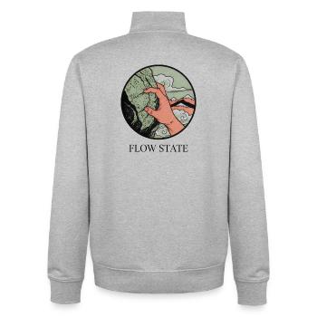 Flusszustand: Handgreifender Berg - Unisex Organic Zip Sweatshirt von Stanley/Stella - Grau meliert - Hinten - AI Model Male 185 light (185cm)