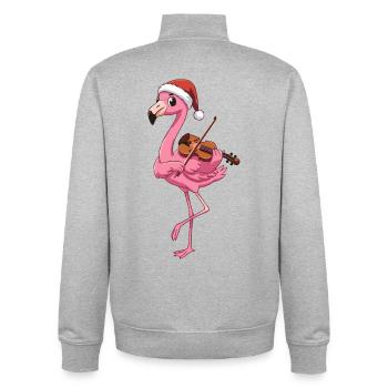 Weihnachtsflamingovogel spielt Geigenkunst - Unisex Organic Zip Sweatshirt von Stanley/Stella - Grau meliert - Hinten - AI Model Male 185 light (185cm)