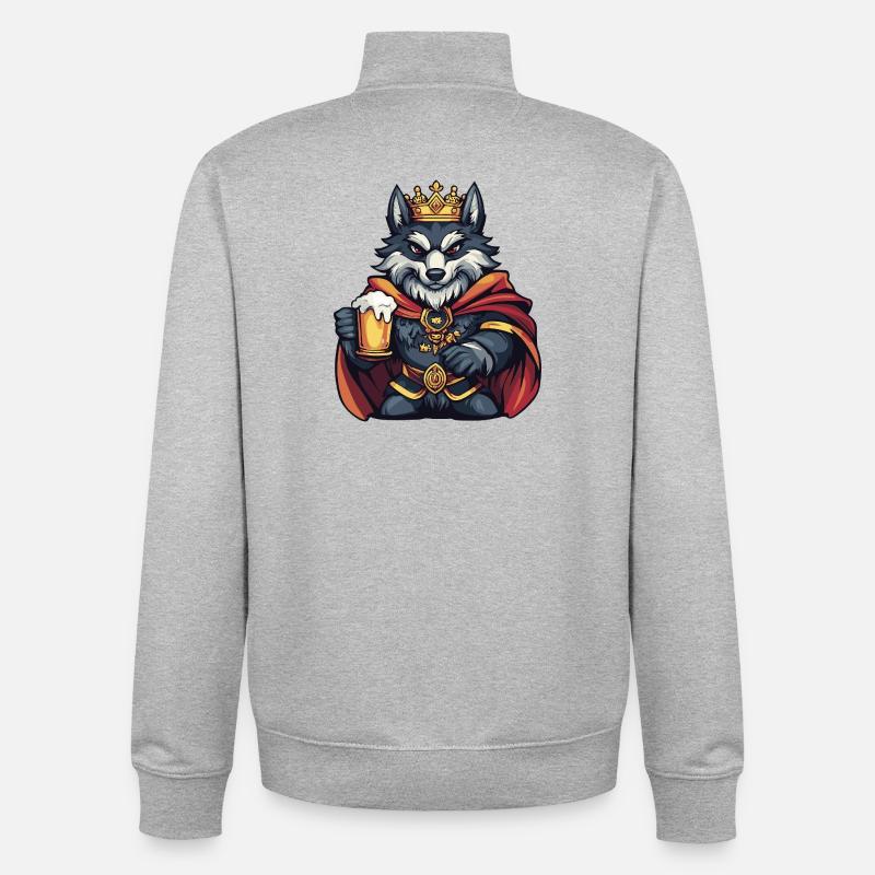Roi de la Bière de Loup - Sweat zippé unisexe en coton bio Stanley/Stella - gris chiné