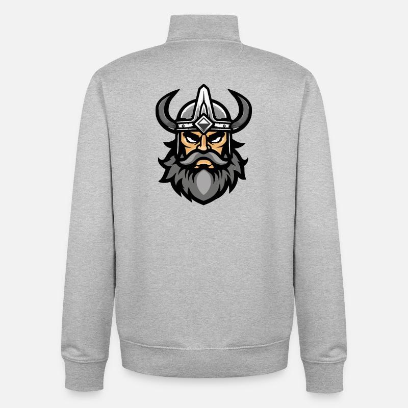 Viking Head Valhalla - Sweat zippé unisexe en coton bio Stanley/Stella - gris chiné