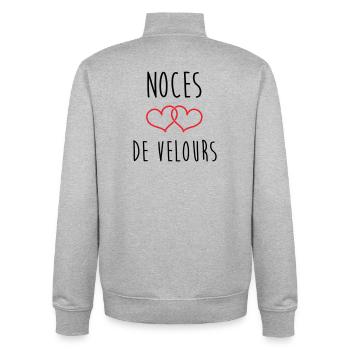 Samthochzeit 29 Jahre - Unisex Organic Zip Sweatshirt von Stanley/Stella - Grau meliert - Hinten - AI Model Male 185 light (185cm)