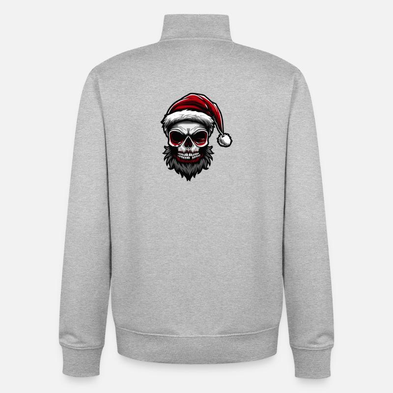 Weihnachtsmann Totenkopf - Unisex Organic Zip Sweatshirt von Stanley/Stella - Grau meliert