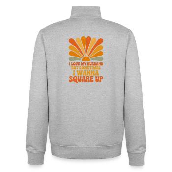 Humour de coucher de soleil - Sweat zippé unisexe en coton bio Stanley/Stella - gris chiné - Dos - AI Model Male 185 light (185cm)