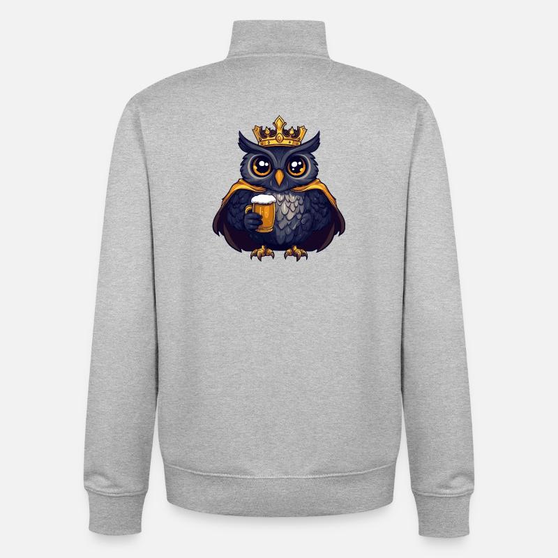 Eule Bier König - Unisex Organic Zip Sweatshirt von Stanley/Stella - Grau meliert