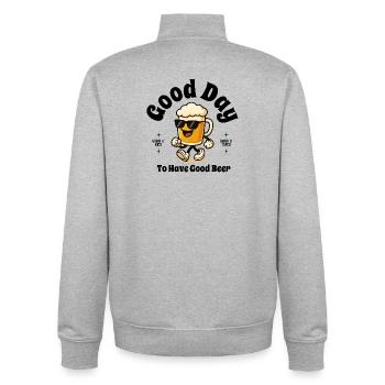 Bierheld im Sprint mit Sonnenbrille - Unisex Organic Zip Sweatshirt von Stanley/Stella - Grau meliert - Hinten - AI Model Male 185 light (185cm)