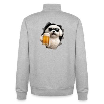 Maltese Beer - Unisex Organic Zip Sweatshirt by Stanley/Stella - heather grey - Back - AI Model Male 185 light (185cm)