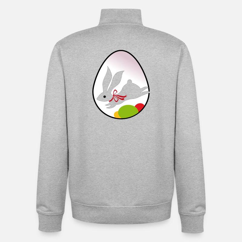 Easter Bunny Silhouette in Egg - Unisex Organic Zip Sweatshirt by Stanley/Stella - heather grey
