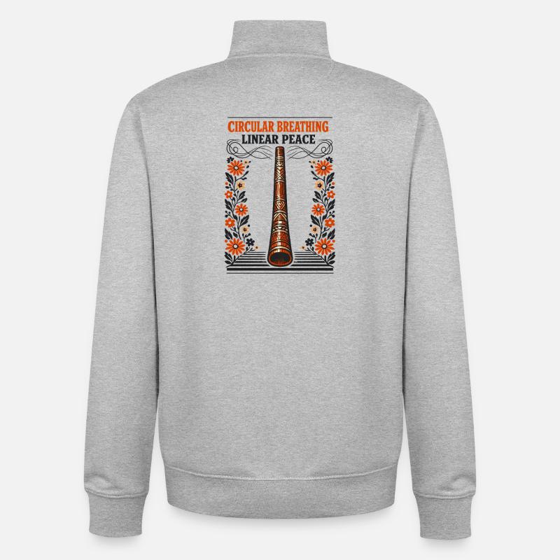 Circular breathing, inner peace | Didgeridoo - Unisex Organic Zip Sweatshirt by Stanley/Stella - heather grey