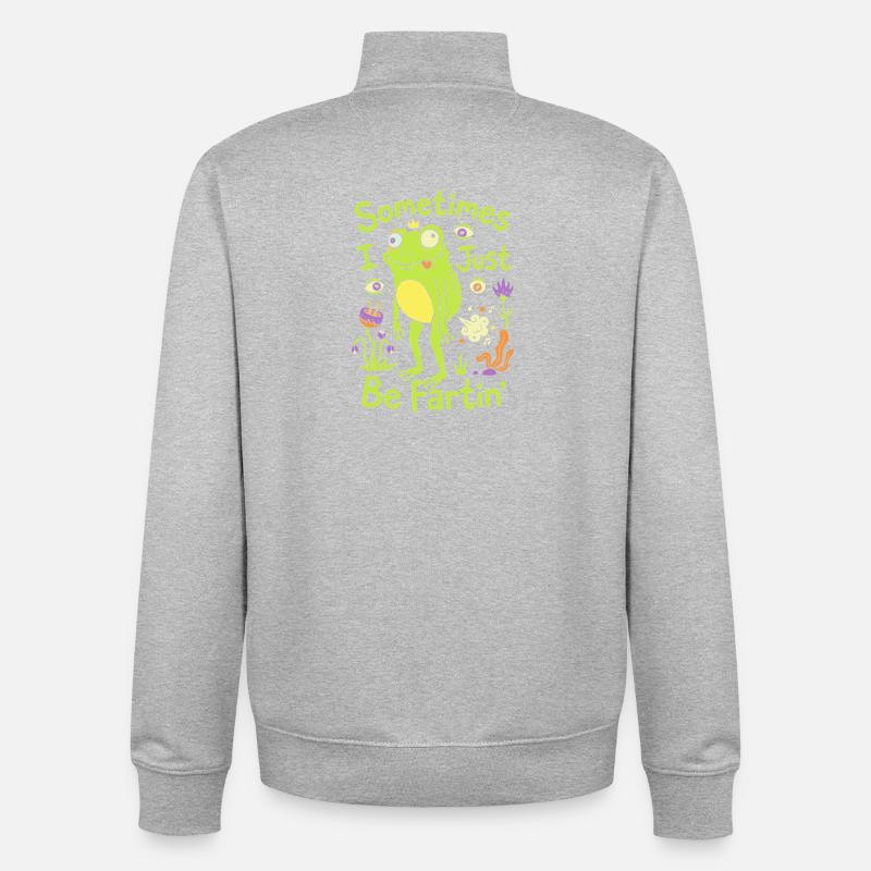 Humour royal de grenouille - Sweat zippé unisexe en coton bio Stanley/Stella - gris chiné