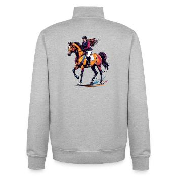 Équestre Équestre É - Sweat zippé unisexe en coton bio Stanley/Stella - gris chiné - Dos - AI Model Male 185 light (185cm)