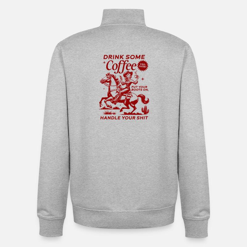Drink Some Coffee, Handle Your Shit - Unisex Organic Zip Sweatshirt von Stanley/Stella - Grau meliert