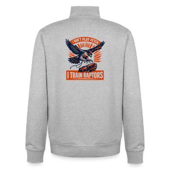 No retrieve, I train griffins | Falconry - Unisex Organic Zip Sweatshirt by Stanley/Stella - heather grey - Back - AI Model Male 185 light (185cm)
