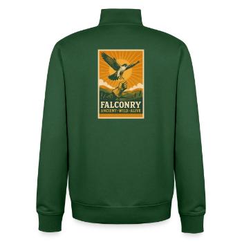 Falconry: old, wild, alive | Bird of prey - Unisex Organic Zip Sweatshirt by Stanley/Stella - bottle green - Back - AI Model Male 185 dark (185cm)