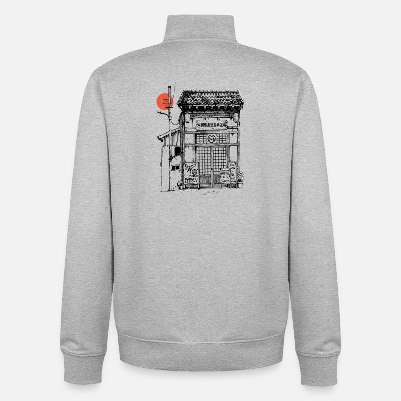 Goju Ryu Dojo - Sweat zippé unisexe en coton bio Stanley/Stella - gris chiné