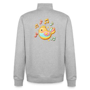 Niedlicher Vogel als dekorierter Keks Illustration - Unisex Organic Zip Sweatshirt von Stanley/Stella - Grau meliert - Hinten - AI Model Male 185 light (185cm)
