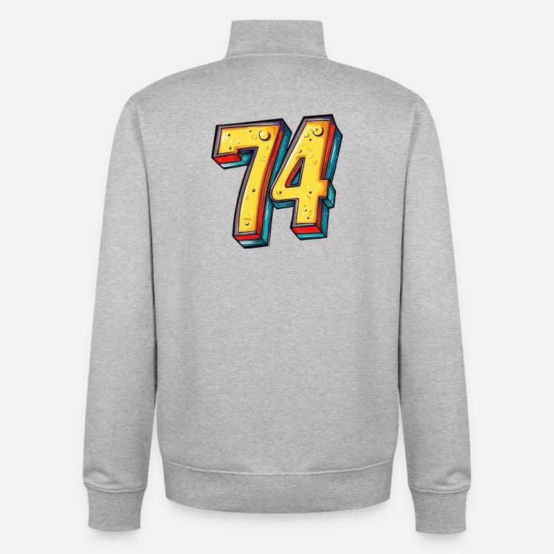 74 Zahl Bunt - Unisex Organic Zip Sweatshirt von Stanley/Stella - Grau meliert