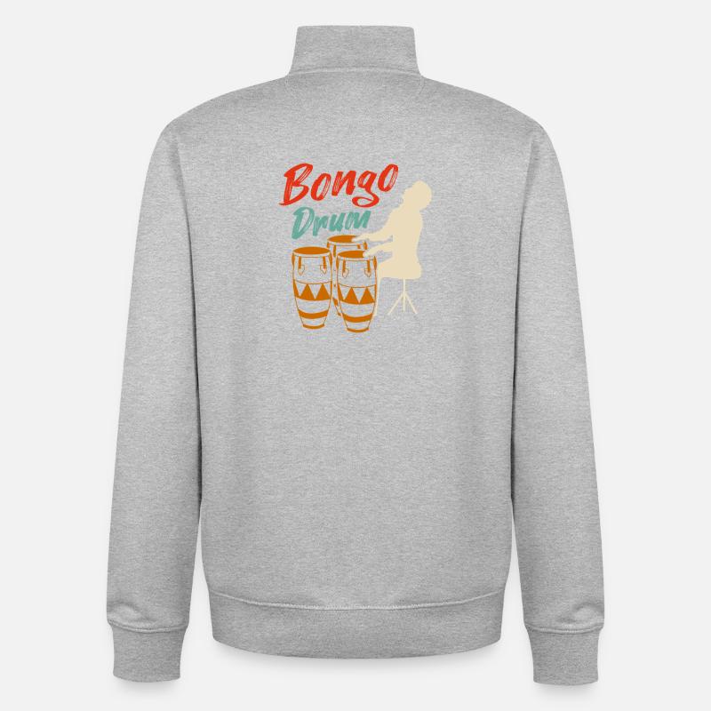 Retro Bongo Drum Silhouette Musician Design - Unisex Organic Zip Sweatshirt von Stanley/Stella - Grau meliert