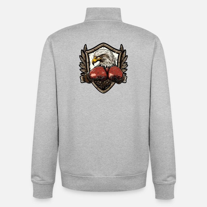 Eagle Boxer MMA - Sweat zippé unisexe en coton bio Stanley/Stella - gris chiné