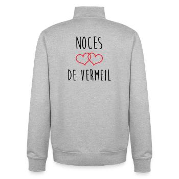 Vermeil wedding 45 years of marriage - Unisex Organic Zip Sweatshirt by Stanley/Stella - heather grey - Back - AI Model Male 185 light (185cm)
