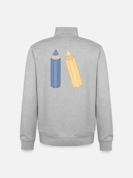 Bleistift-Duo Illustration Buntstifte - Unisex Organic Zip Sweatshirt von Stanley/Stella - Grau meliert