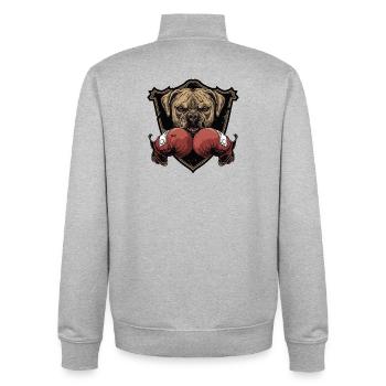 Hund Boxer MMA - Unisex Organic Zip Sweatshirt von Stanley/Stella - Grau meliert - Hinten - AI Model Male 185 light (185cm)
