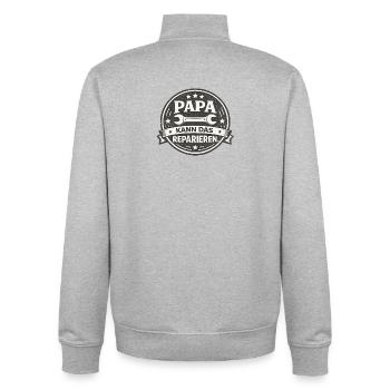 Papa kann das reparieren – Schrauber Vater - Unisex Organic Zip Sweatshirt von Stanley/Stella - Grau meliert - Hinten - AI Model Male 185 light (185cm)
