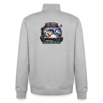 The Comet – 8-Bit Starship - Unisex Organic Zip Sweatshirt by Stanley/Stella - heather grey - Back - AI Model Male 185 light (185cm)