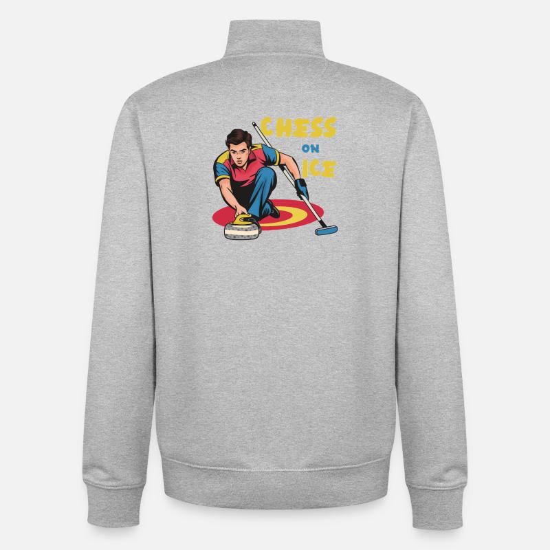 Schach auf dem Eis: Eis-Curling Motiv - Unisex Organic Zip Sweatshirt von Stanley/Stella - Grau meliert